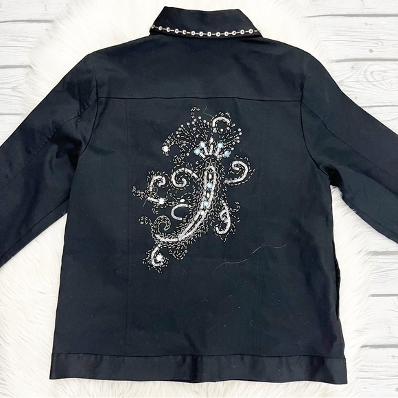 Blaine Trump Black Floral Long Sleeve Button Down Shirt - Picture 2 of 4